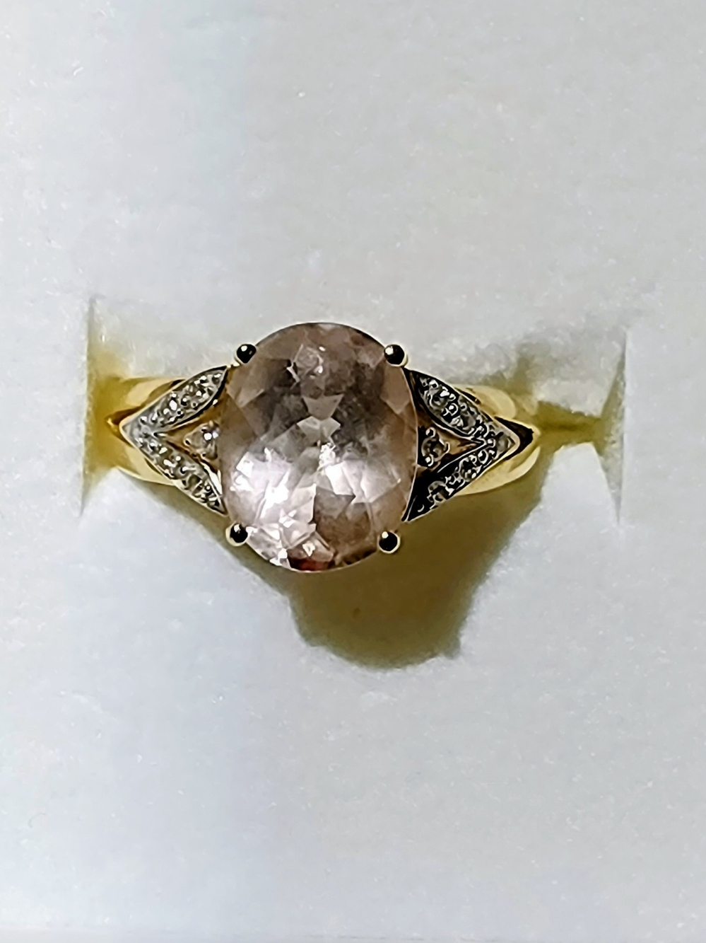 Michelle Albala 14K Yellow Gold Morganite Diamond Ring Size 9